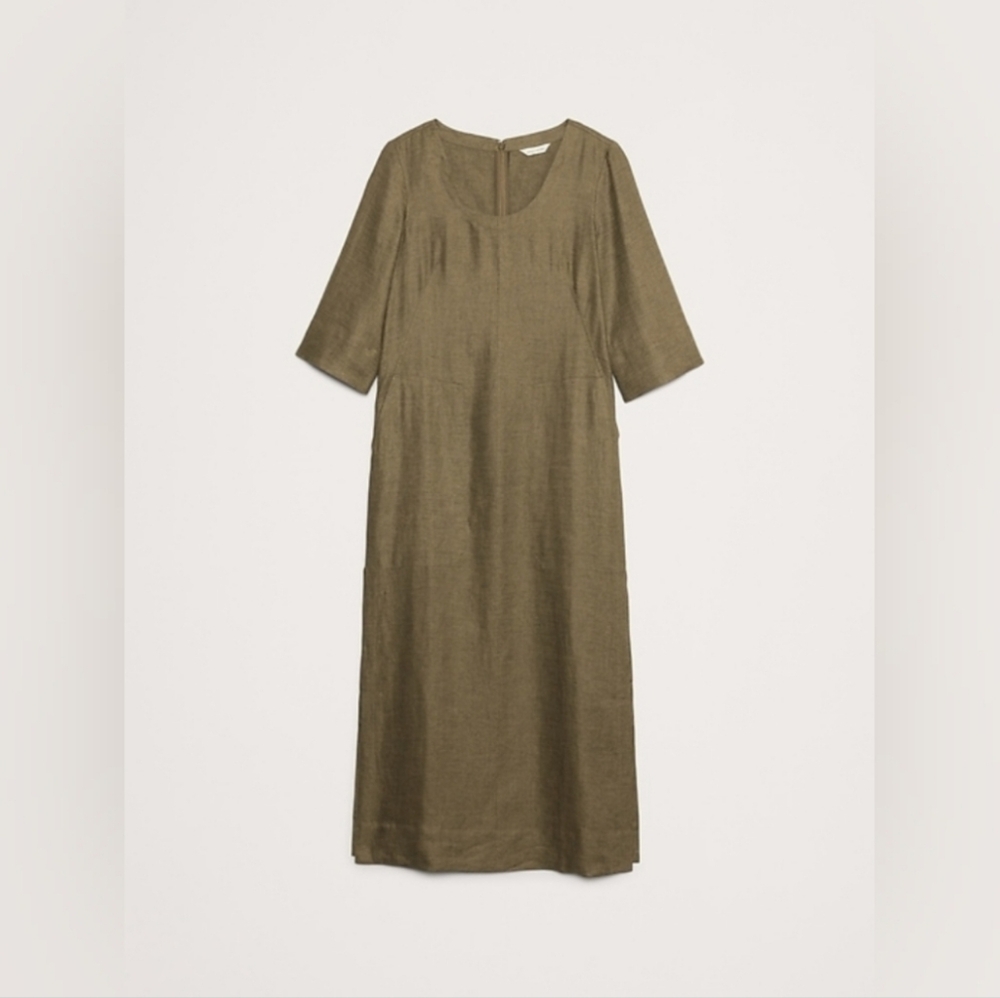 Banana Republic Linen Scoop-Neck Maxi Dress Black - Picture 6 of 7